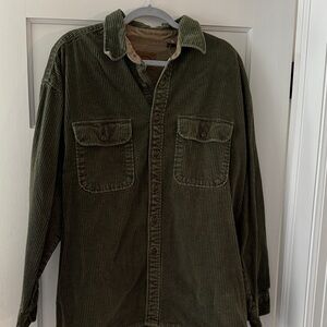 Men's vintage St. John's Bay Olive Green Corduroy Jacket Shirt